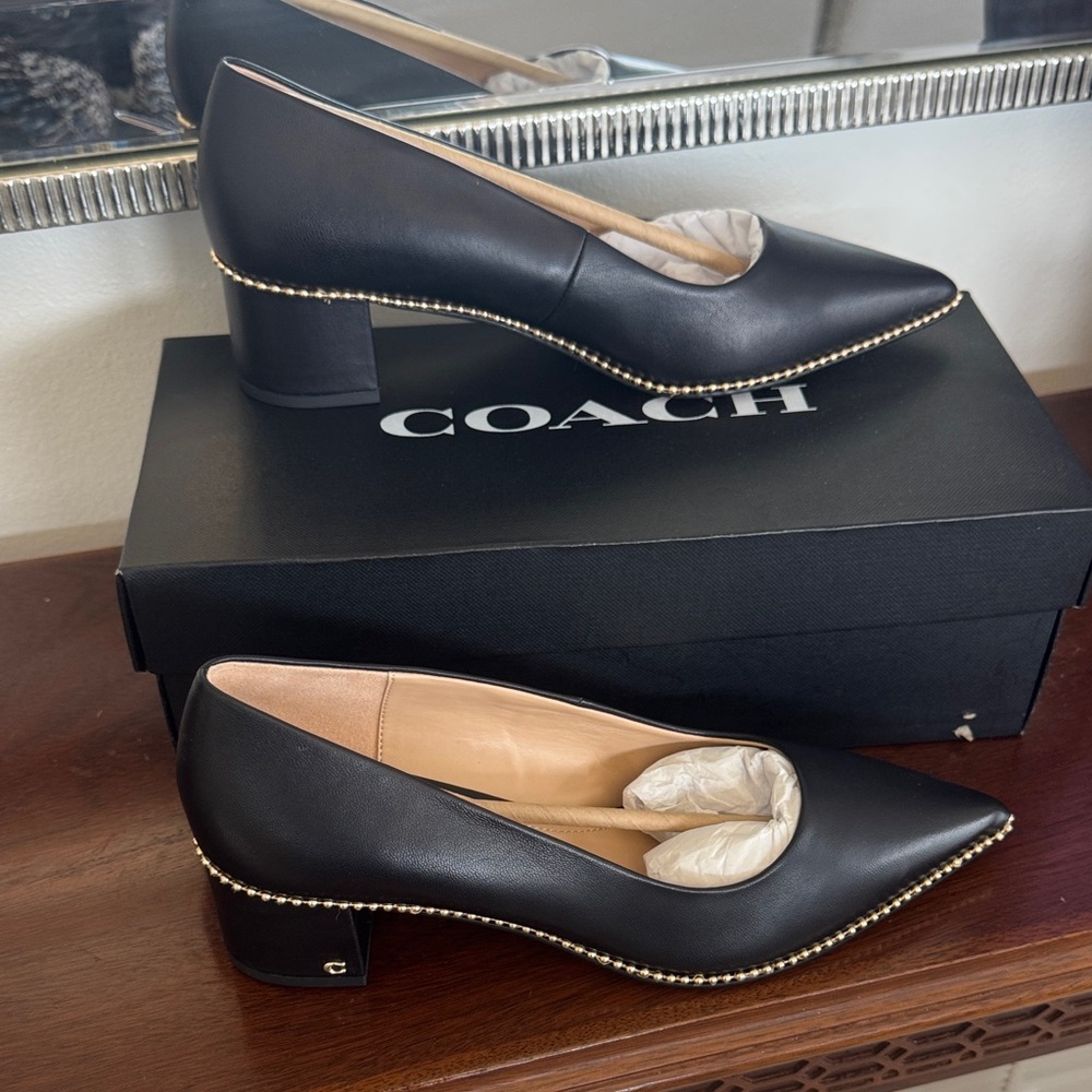 Coach Black Women's Heels with Gold Accents